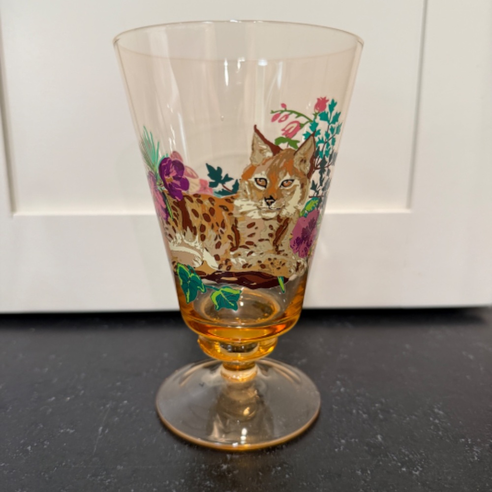 NWT Anthropologie Nathalie Lete Marais Glass Wine Goblet Lynx - Picture 7 of 7